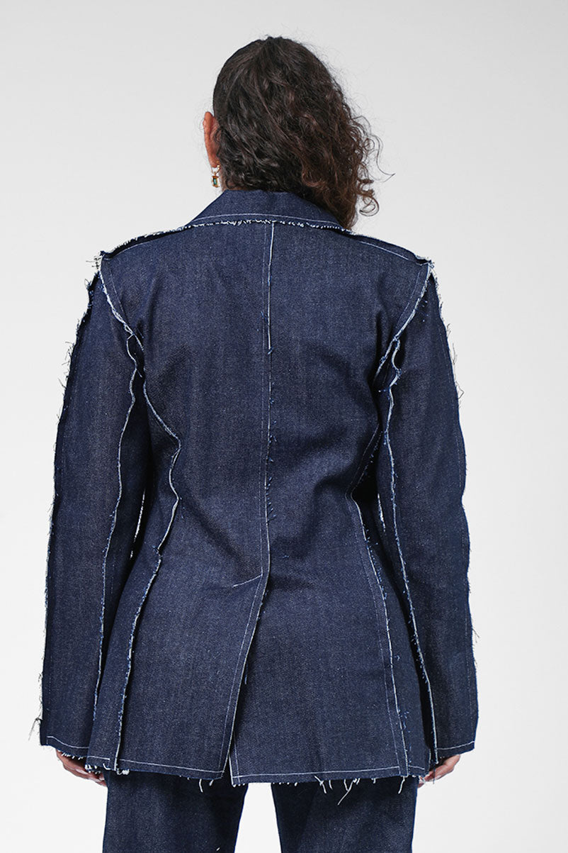 RAW DENIM HOUR GLASS BLAZER